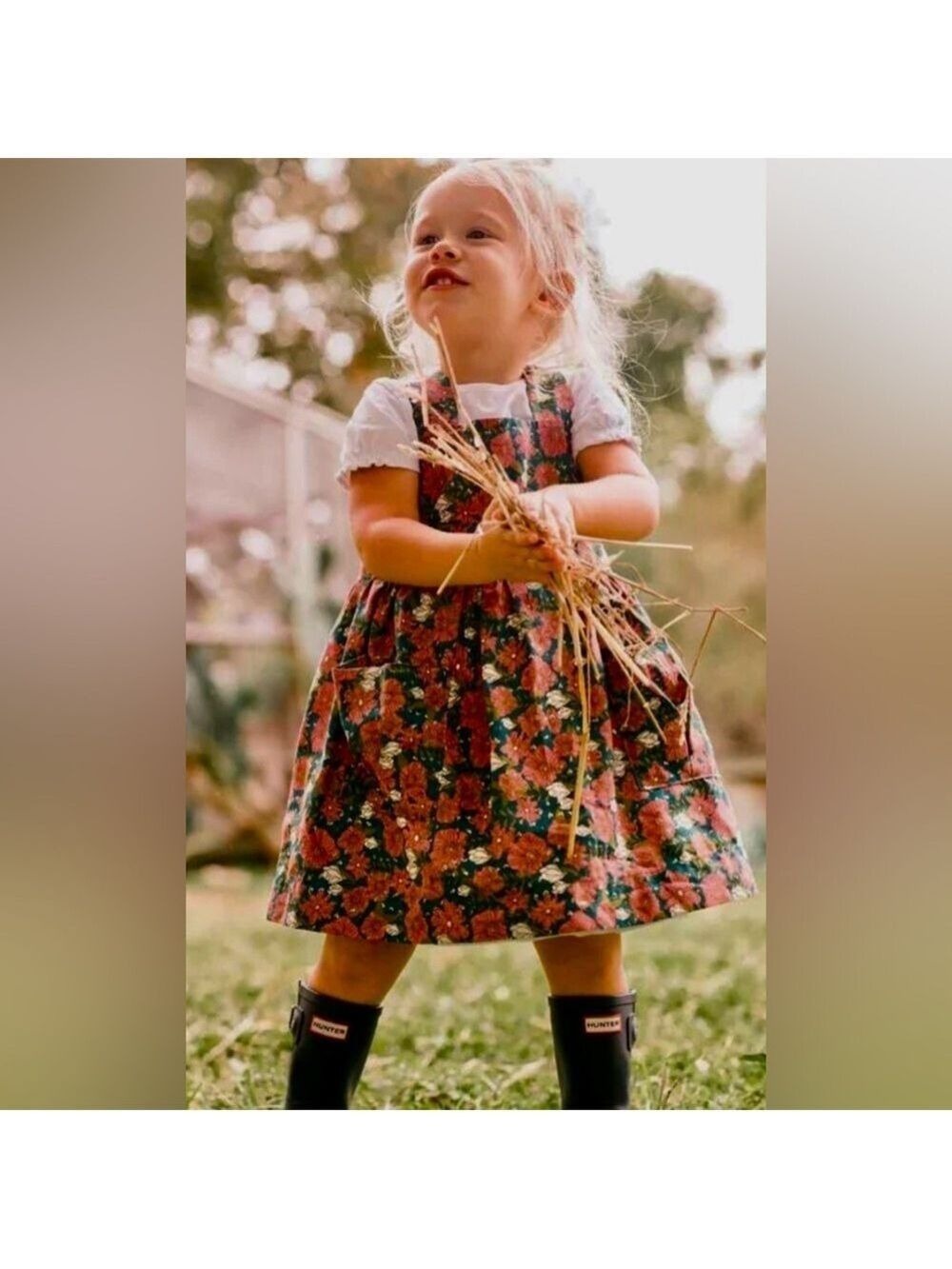Milkbarn Floral Organic Linen and Cotton Pinafore Apron 18 - 24 months - so cute